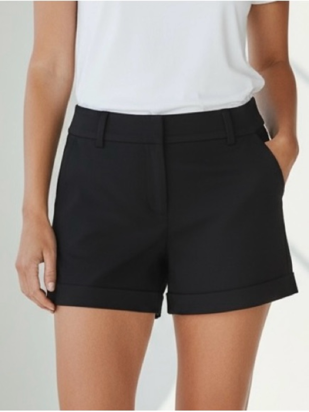 Express Black High-Waist Cuffed Dress Shorts - Picture 5 of 5
